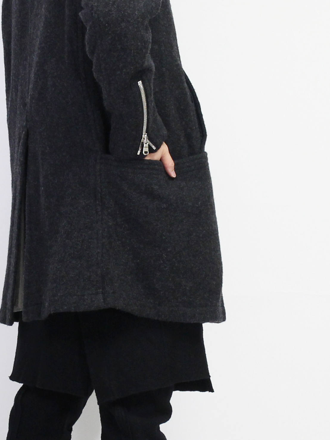 The Viridi-anne / ソフトメルトンハイネックコート/2/ウール/グレー/VI-2931-06 The Viridi-anne - ソフトメルトンハイネックコート - CHARCOAL