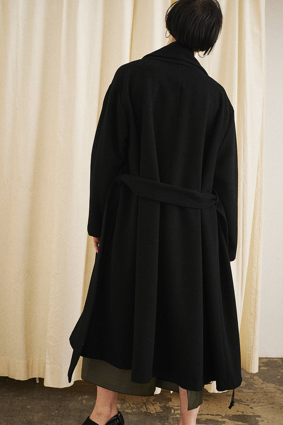 【CLANE】クラネ ショールカラーフレアコート CLANE - ショールカラーフレアコート - SHAWL COLLAR FLARE COAT BLACK