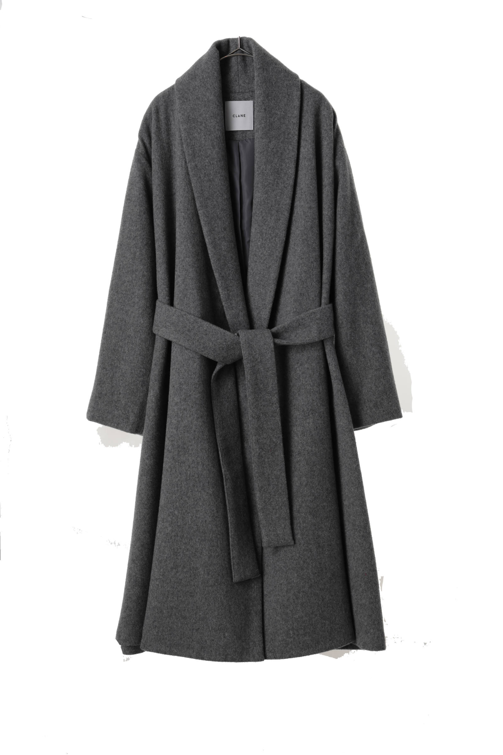 CLANE - ショールカラーフレアコート - SHAWL COLLAR FLARE COAT GREY
