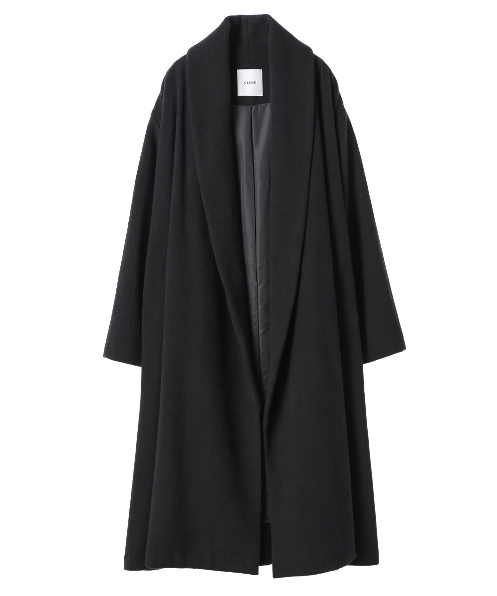 【CLANE】クラネ ショールカラーフレアコート CLANE - ショールカラーフレアコート - SHAWL COLLAR FLARE COAT GREY