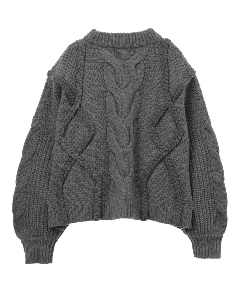 CLANE - プルオーバーニット - CROPPED 3D KNIT TOPS - GREY | ADDICT