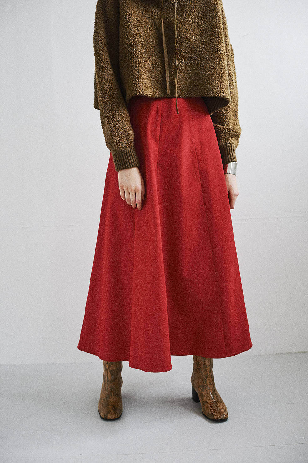 CLANE - マキシフレアスカート - MAXI FLARE SKIRT - RED