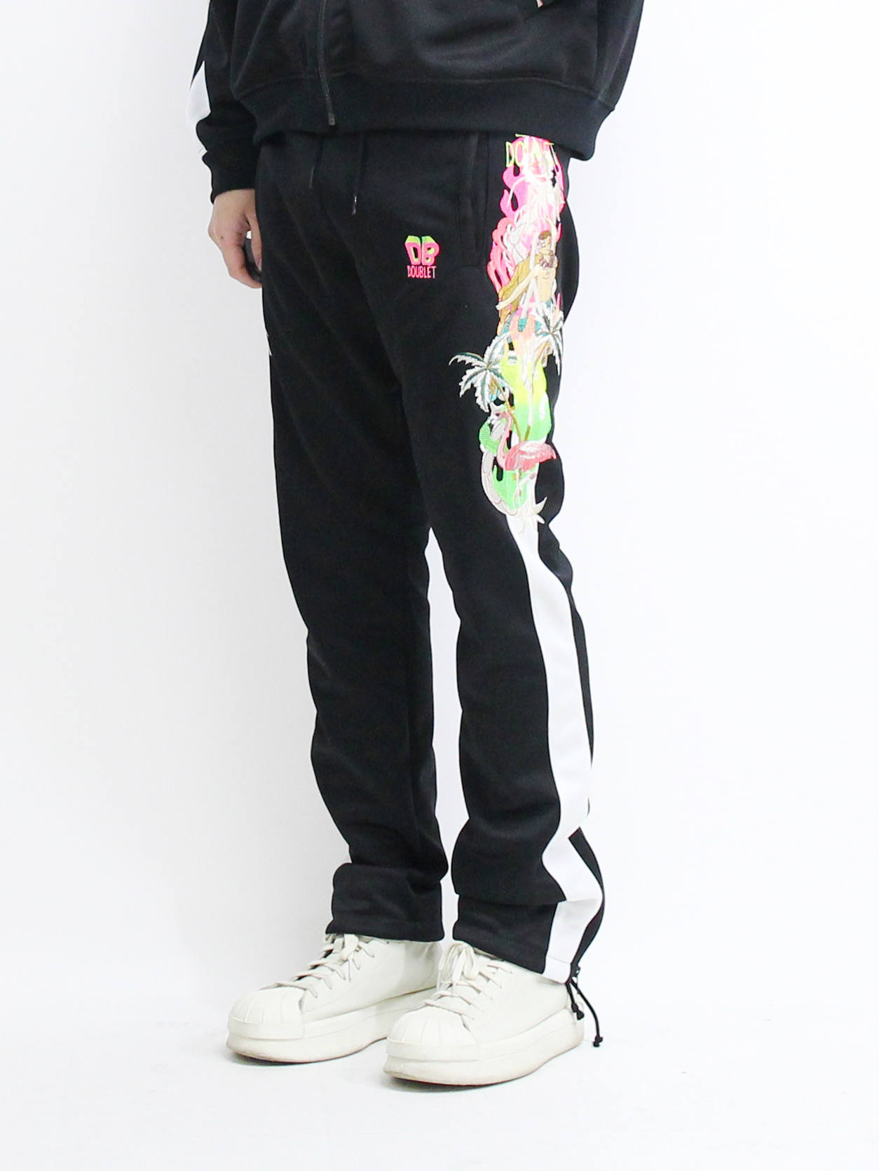 19SSカオス刺繍トラックパンツ - CHAOS EMBROIDERY TRACK PANTS - BLACK - Black - S