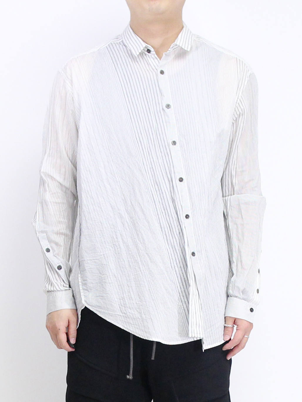 The Viridi-anne - 製品染めストライプ長袖シャツ | ADDICT WEB SHOP