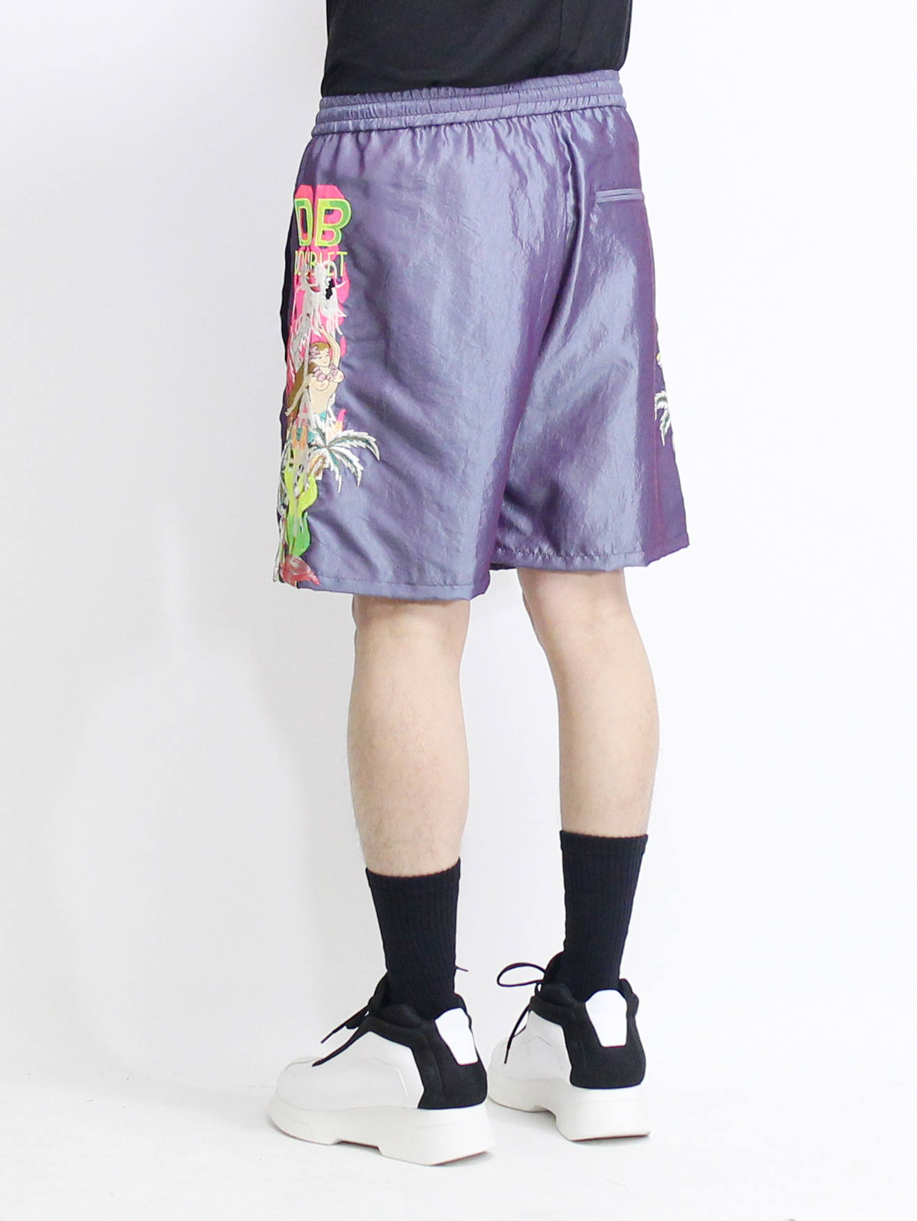 doublet - 刺繍シャンブレーショーツ - CHAOS EMBROIDERY CHAMBRAY