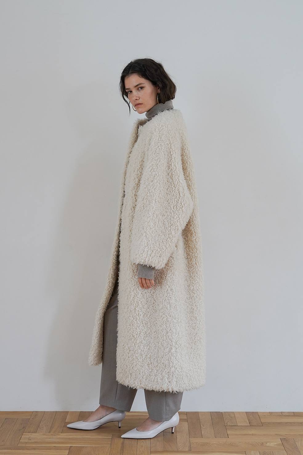 CLANEクラネオリーブグリーン フェイクファー ジャケット サイズ1 CLANE カールファーコートサイズ1