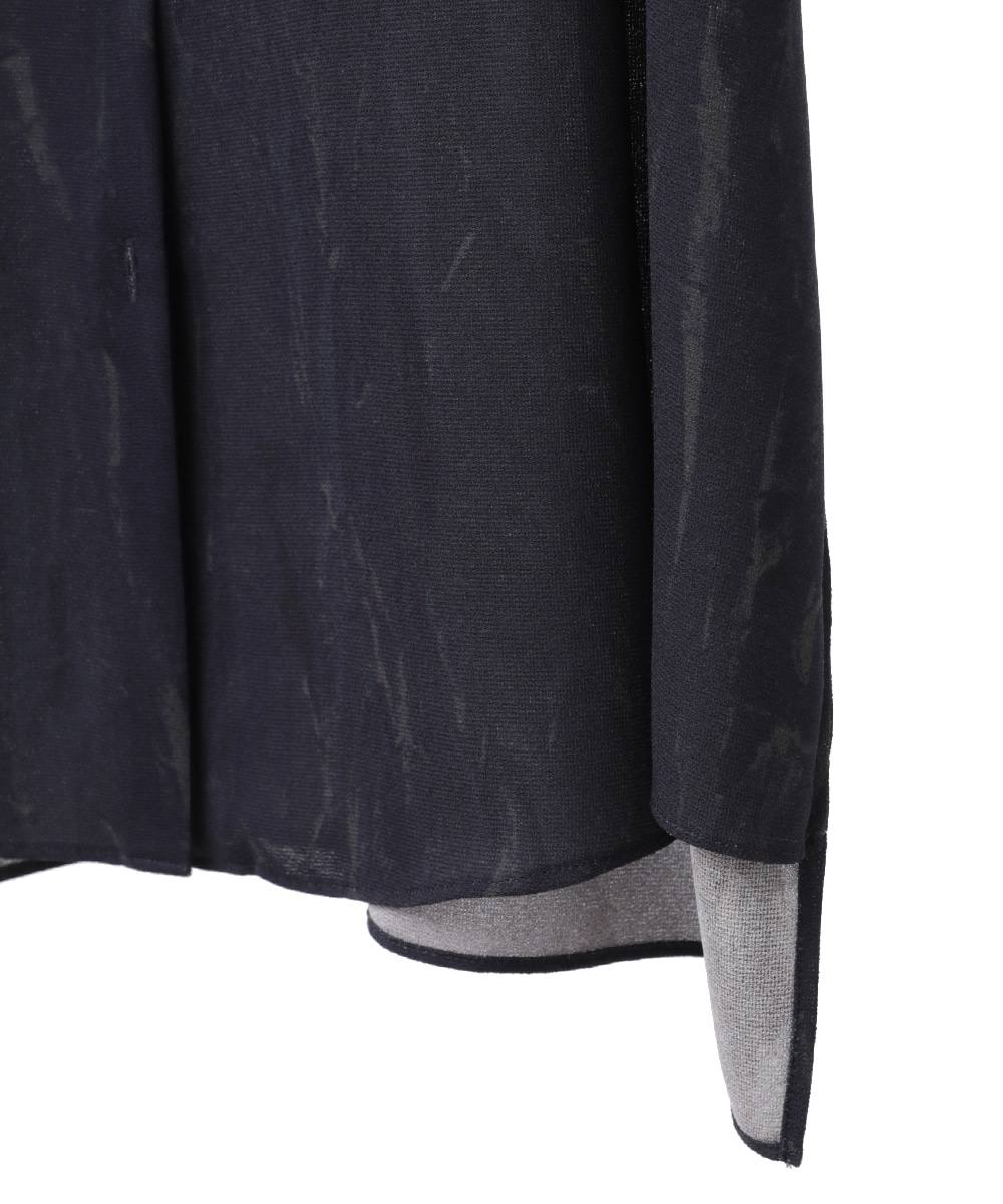 美品 クラネ TINT EBRU SHIRT マーブル チュニック ロングシャツ CLANE - プリントロングシャツ - TINT EBRU SHIRT - NAVY