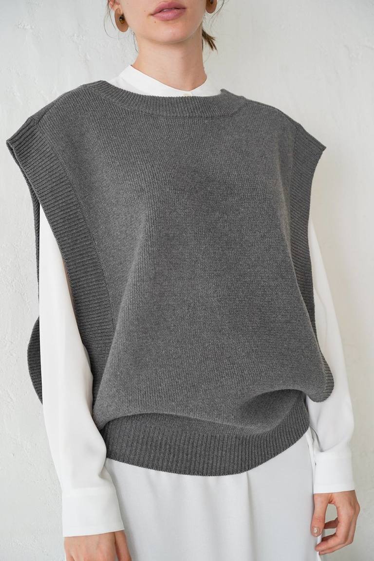 Clane ダブルフェイスニットベスト W Face Knit Vest Grey Addict Web Shop