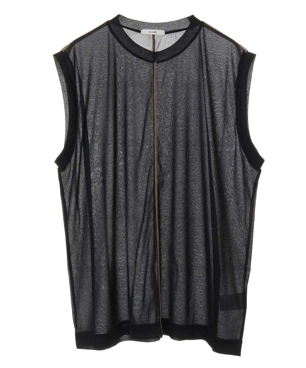 CLANE - ノースリーブトップス - COLOR LINE SHEER NO SLEEVE TOPS