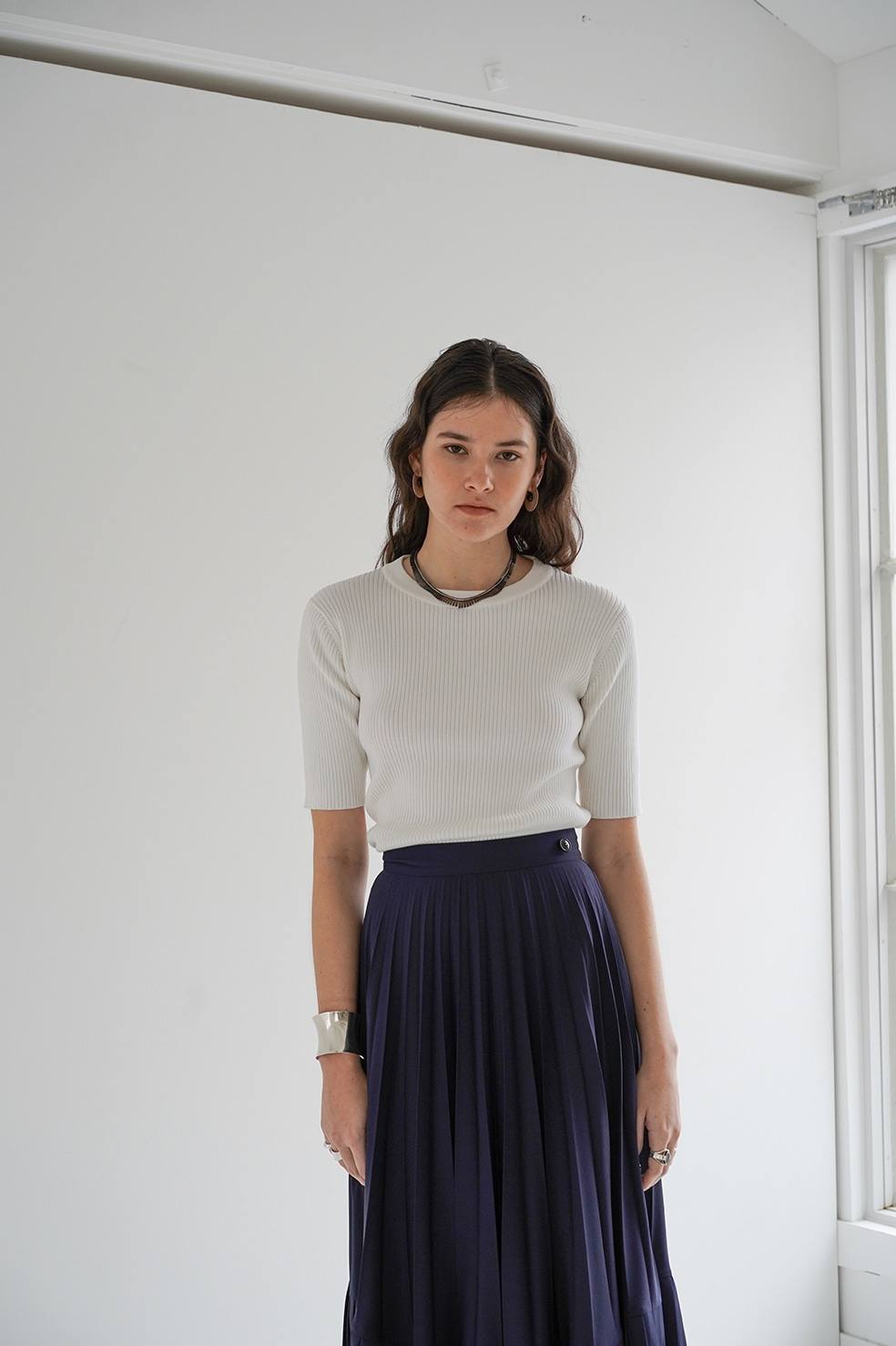 CLANE - リブニットトップス - H/N RIB KNIT TOPS - WHITE