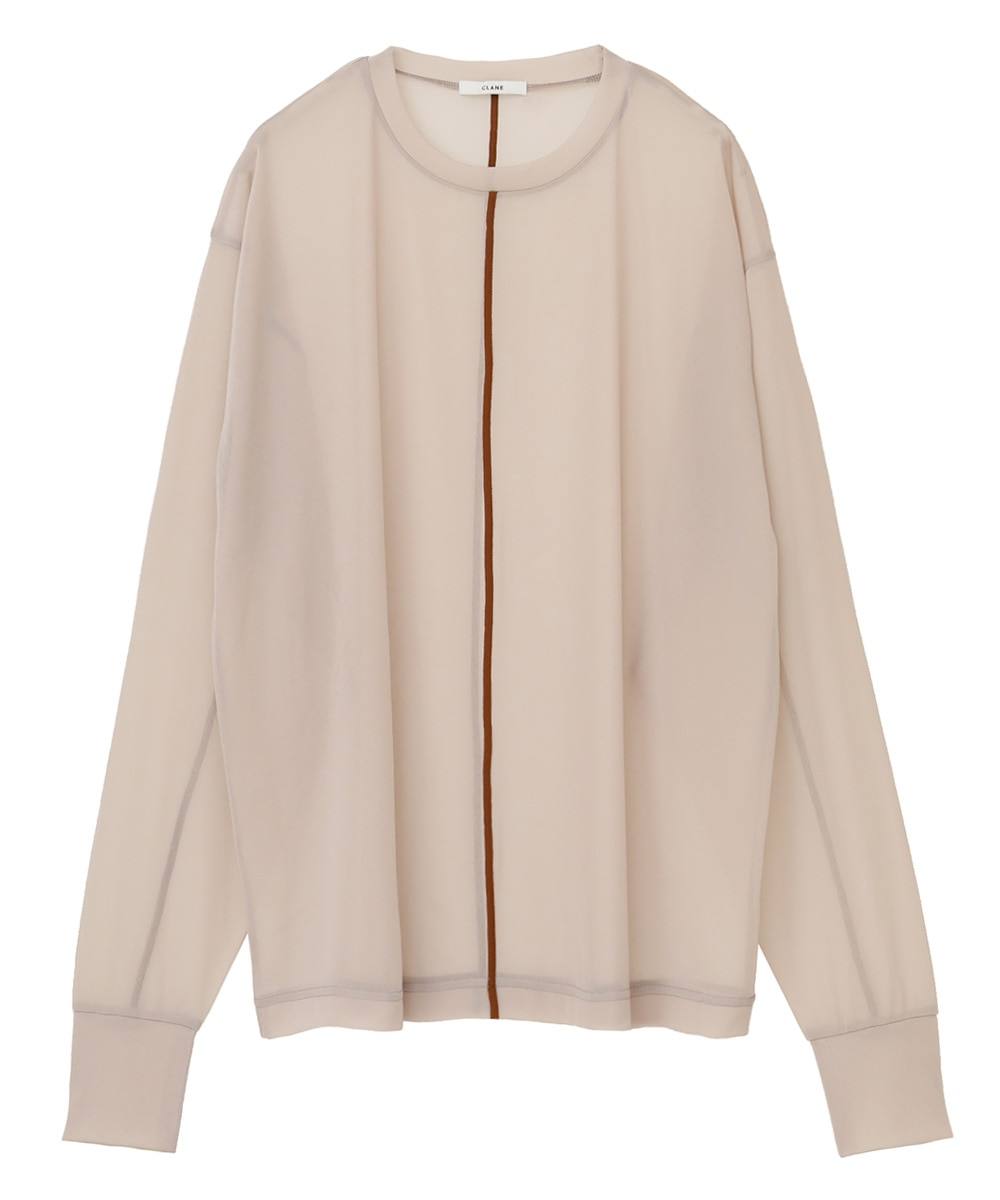 カットソー(長袖/七分) CLANE COLOR LINE SHEER LONG SLEEVE TOPS CLANE - COLOR LINE SHEER LONG SLEEVE TOPS - BEIGE | ADDICT WEB SHOP